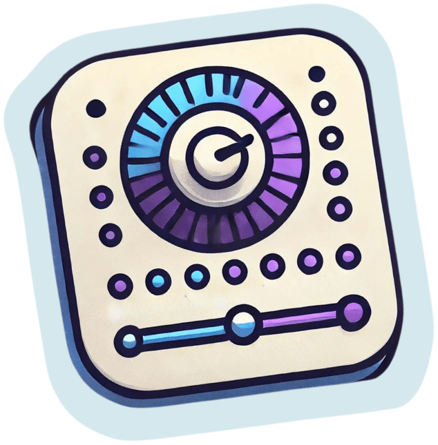 Icon of a device with adjustable dials and scales, representing flexibility.